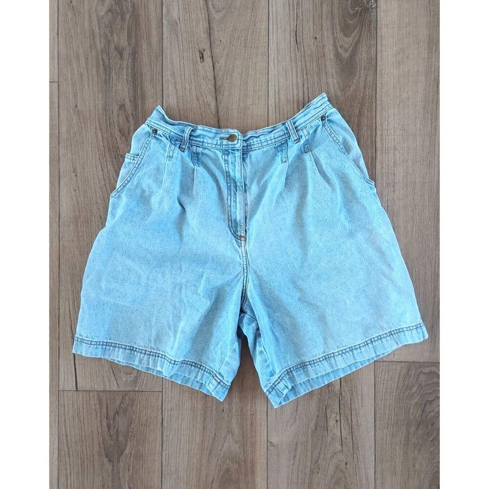 Vintage Karen Kane Denim High Waisted Pleaded Woman's Shorts Tag Size 14 *READ*